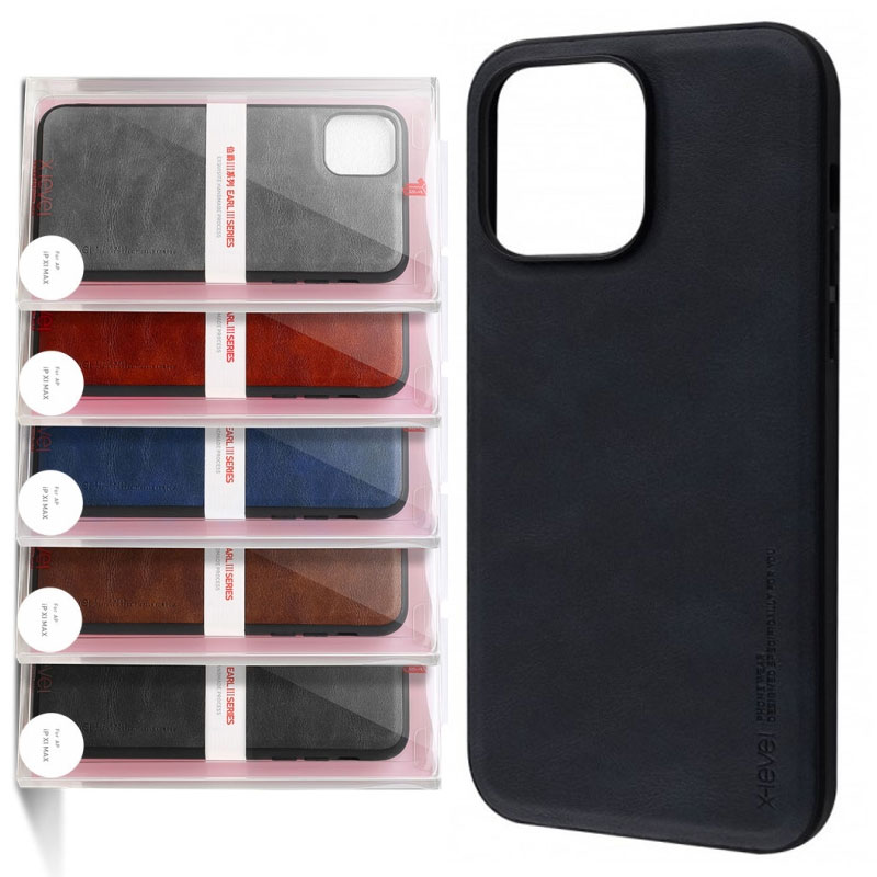 Husa X-Level Earl - iPhone 11 Pro - Eco-Leather PC, Black