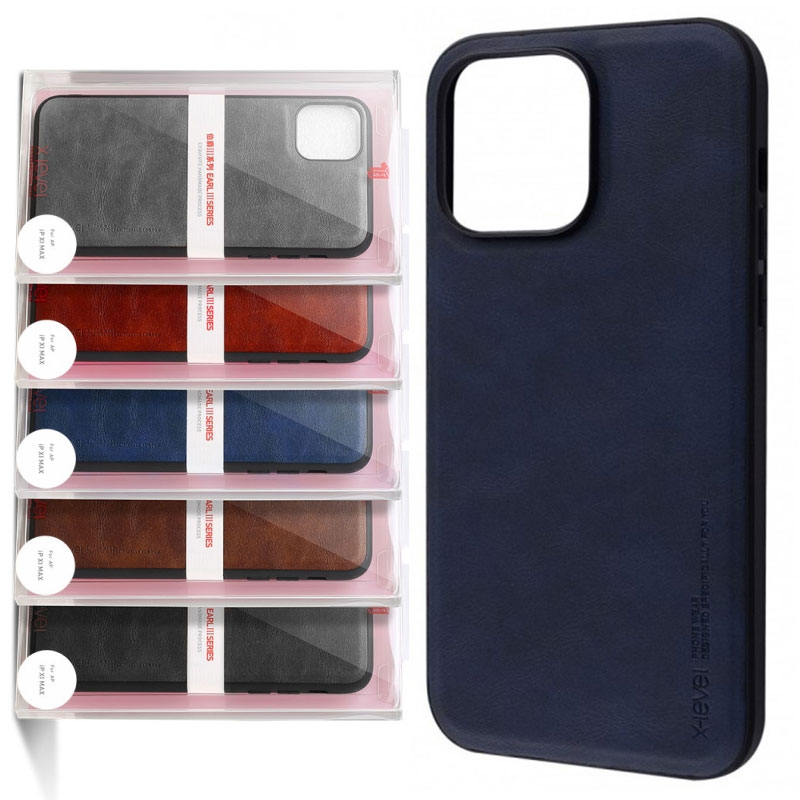 Husa X-Level Earl - iPhone 13 Pro - Eco-Leather PC | Blue