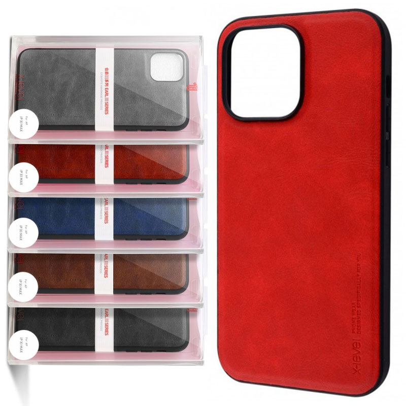 Husa X-Level Earl - iPhone 13 - Eco-Leather PC, Red