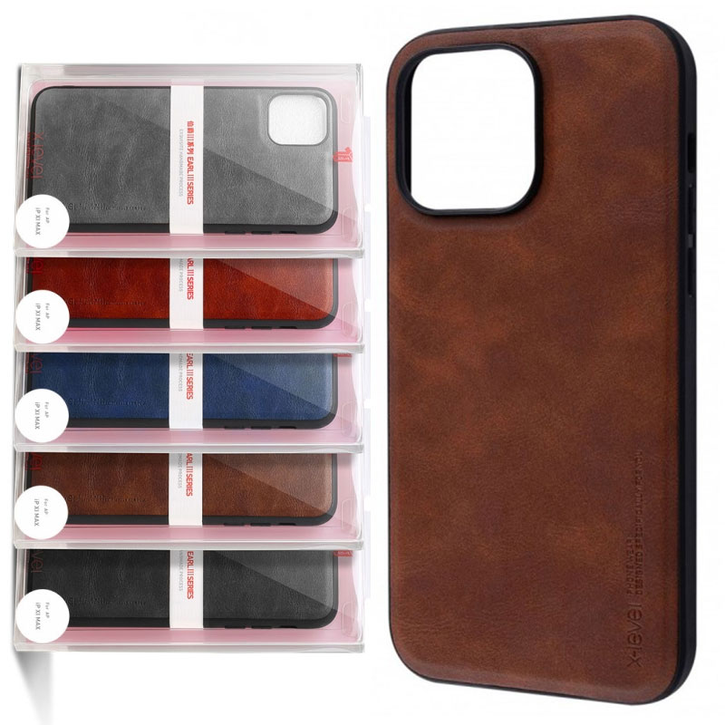 Husa X-Level Earl - iPhone Xr - Eco-Leather PC, BROWN