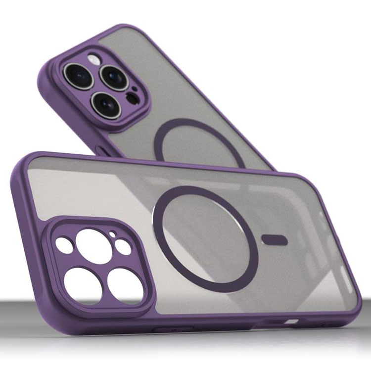 Husa MagFrost Pro » iPhone 16, Matte MagSafe, Frosted Gray / PURPLE
