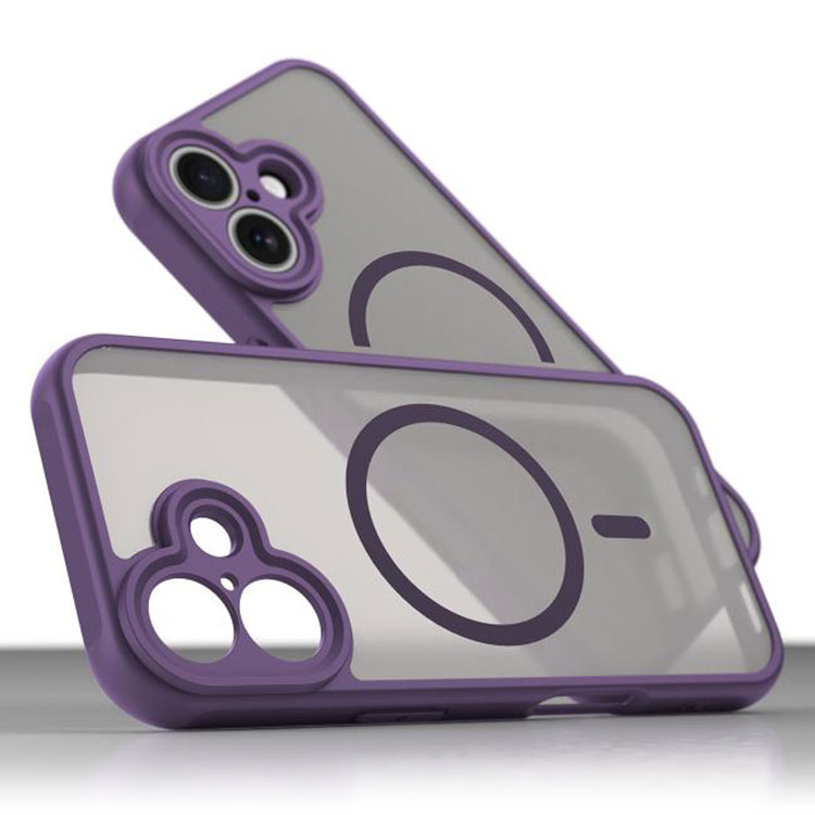 Husa MagFrost Pro » iPhone 17, Matte MagSafe, Frosted Gray / PURPLE