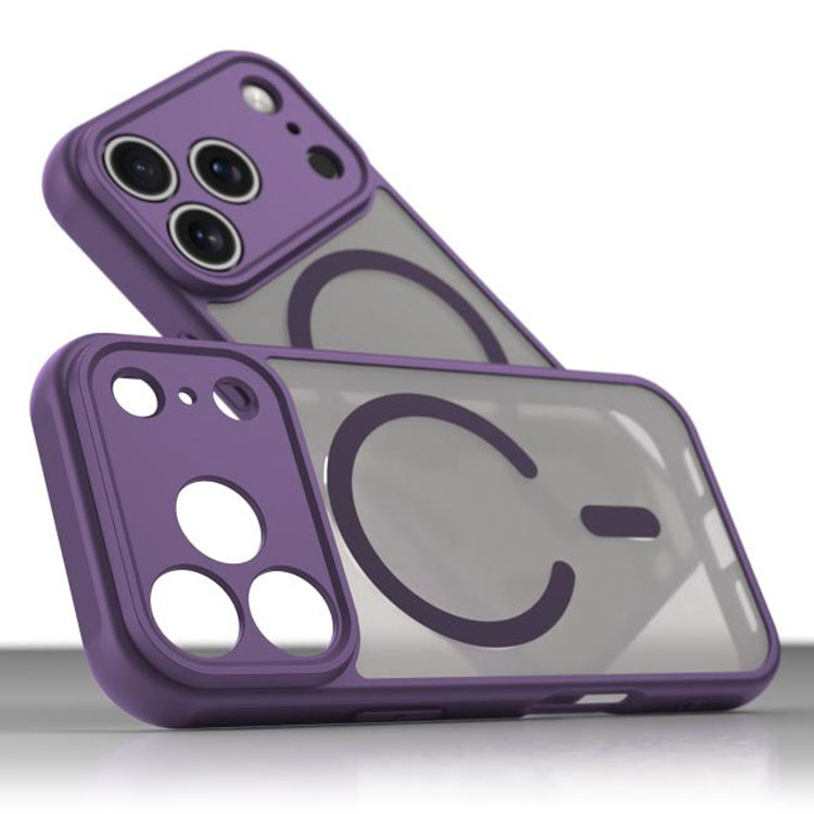 Husa MagFrost Pro » iPhone 17 Pro, Matte MagSafe, Frosted Gray / PURPLE