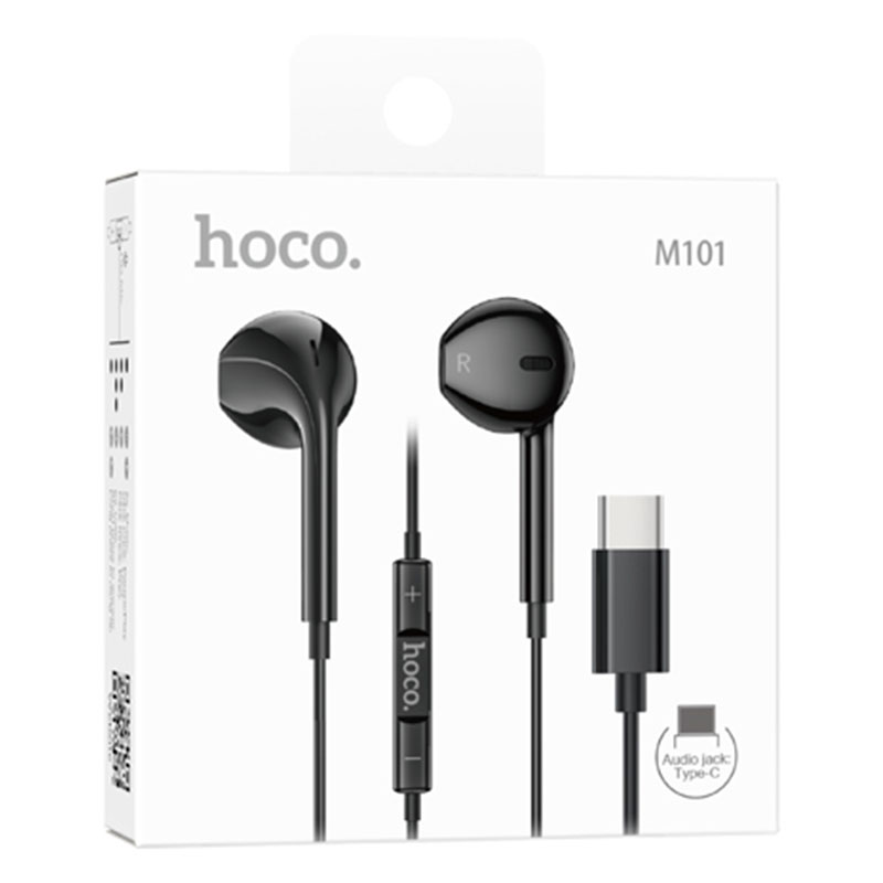 Hoco (M101) - Casti cu Fir, In Ear, USB-C, 1.2m, Mic & Volume Key, HiFi, Black