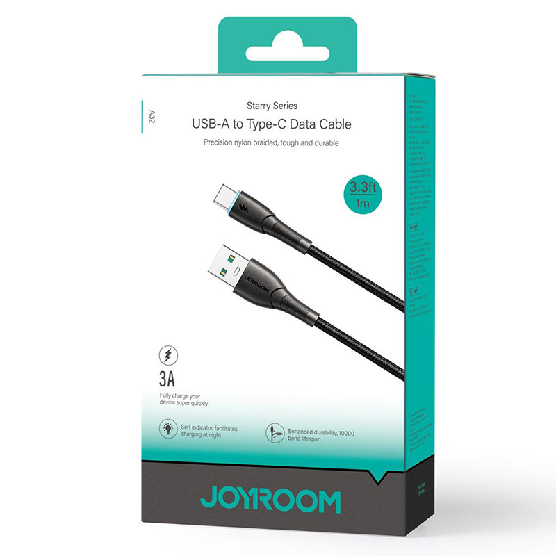 Joyroom (SA32-AC3) - Cablu Date si Incarcare, USB-A la USB-C, 3A, 1m, Black