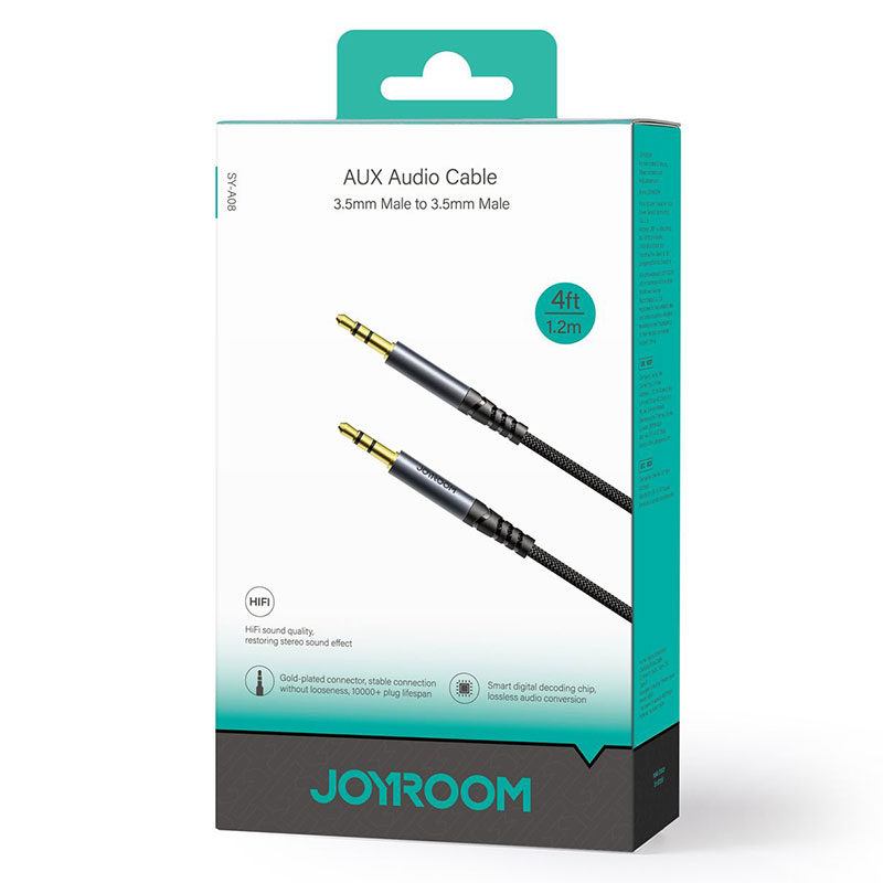 Joyroom (SY-A08) - Cablu Audio, Jack 3.5mm (M) - la Jack 3.5mm (M) - 1.2m, Black