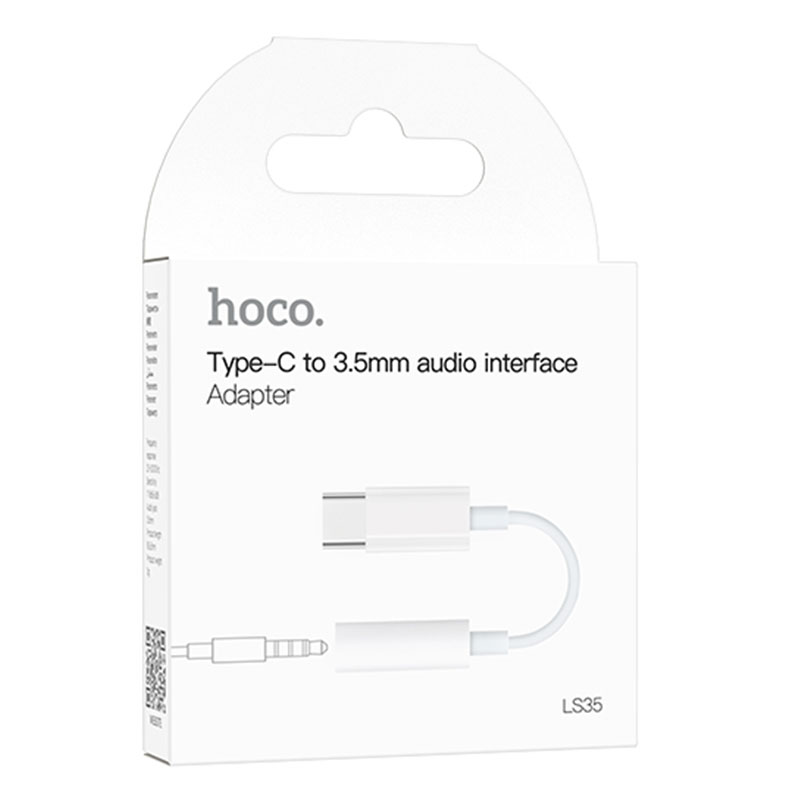 Hoco (LS35) - Cablu Audio, USB-C la Jack 3.5mm (F) - 8cm, White