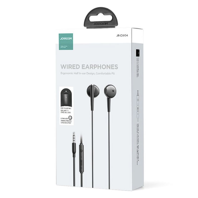 Joyroom (JR-EW04) - Casti cu Fir, In Ear, 3.5mm, 1.2m, Mic & Volume Key, HiFi, Black