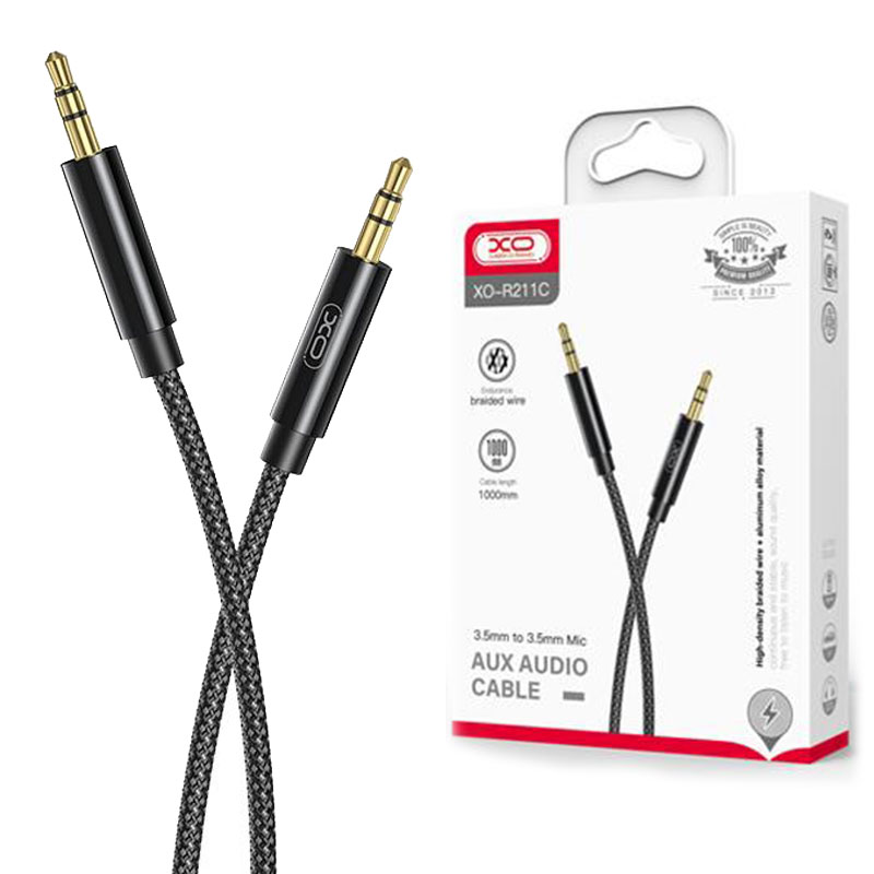 XO (NB-R211C) - Cablu Audio, Jack 3.5mm (M) - la Jack 3.5mm (M) - 1m, Black