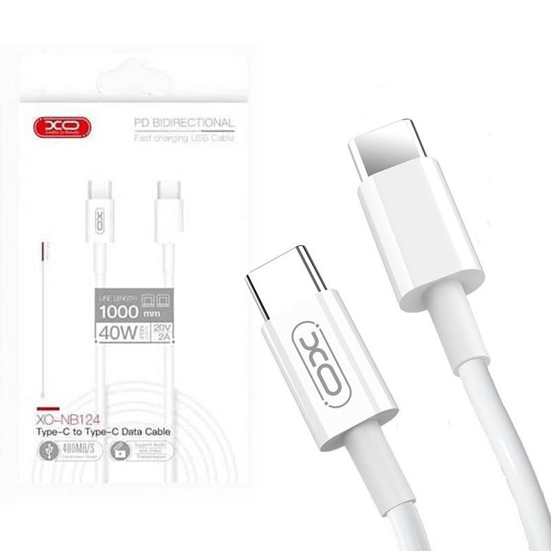 XO (NB124) - Cablu Date si Incarcare, USB-C, PD40W, QC3.0, 1m, White