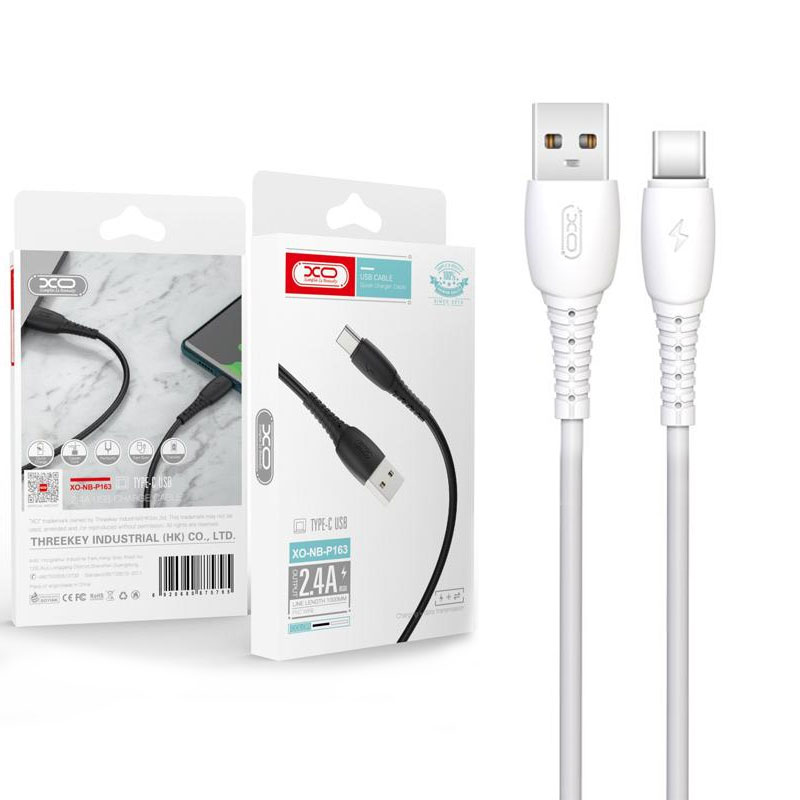 XO (NB-P163) - Cablu Date si Incarcare, USB-A la USB-C, 2.4A, 1m, White