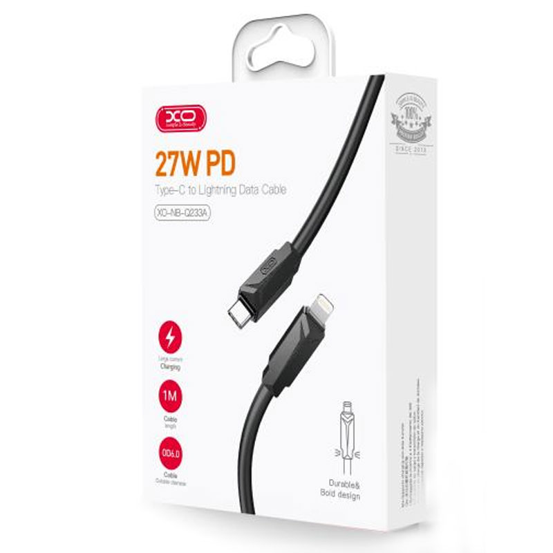 XO (NB-Q233A) - Cablu Date si Incarcare, USB-C la Lightning, PD27W, QC3.0, 1m, Black