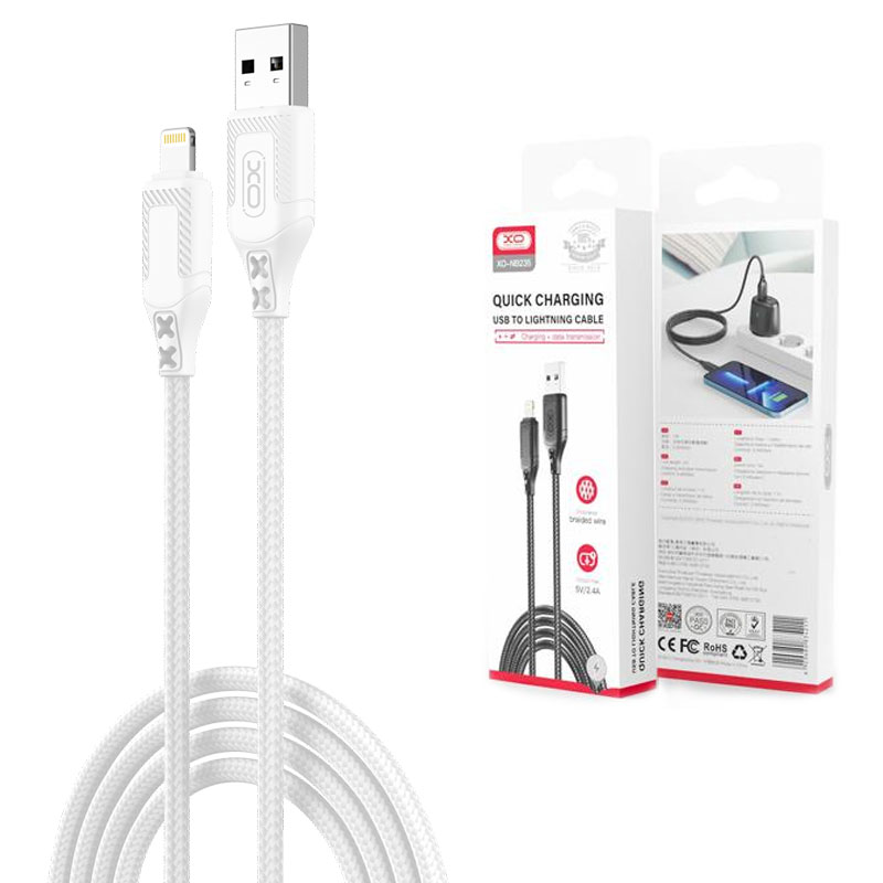 XO (NB235) - Cablu Date si Incarcare, USB-A la Lightning, 2.4A, Braided, 1m, Black