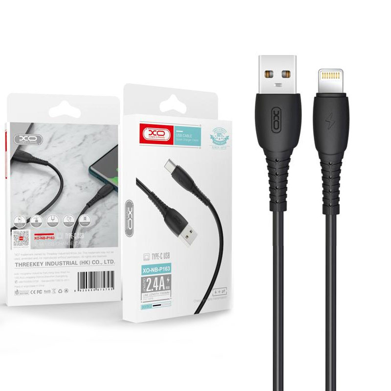 XO (NB-P163) - Cablu Date si Incarcare, USB-A la Lightning, 2.4A, 1m, Black