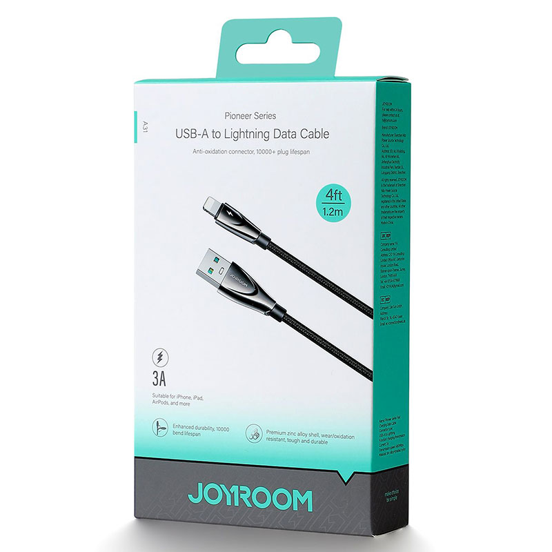 Joyroom (A31-AL3) - Cablu Date si Incarcare, USB-A la Lightning, 3A, LED, 1.2m, Black