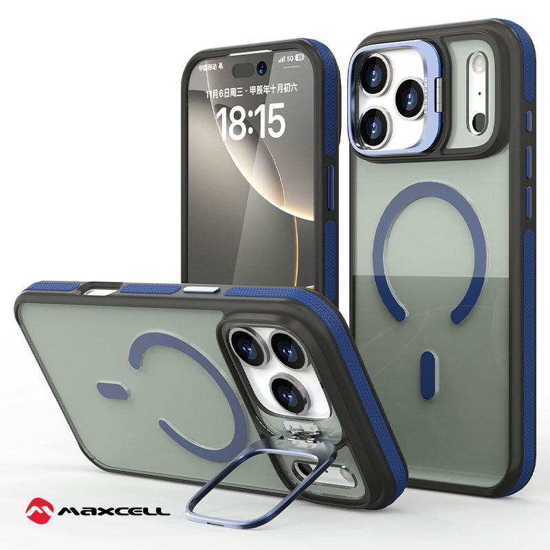 Husa KickStand » iPhone 15 Pro Max, Heavy Grip, MagCase, CamBracket, Deep BLUE