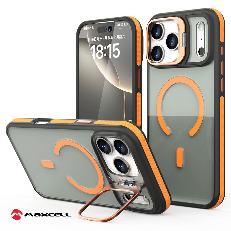 Husa KickStand » iPhone 15 Pro Max, Heavy Grip, MagCase, CamBracket, ORANGE