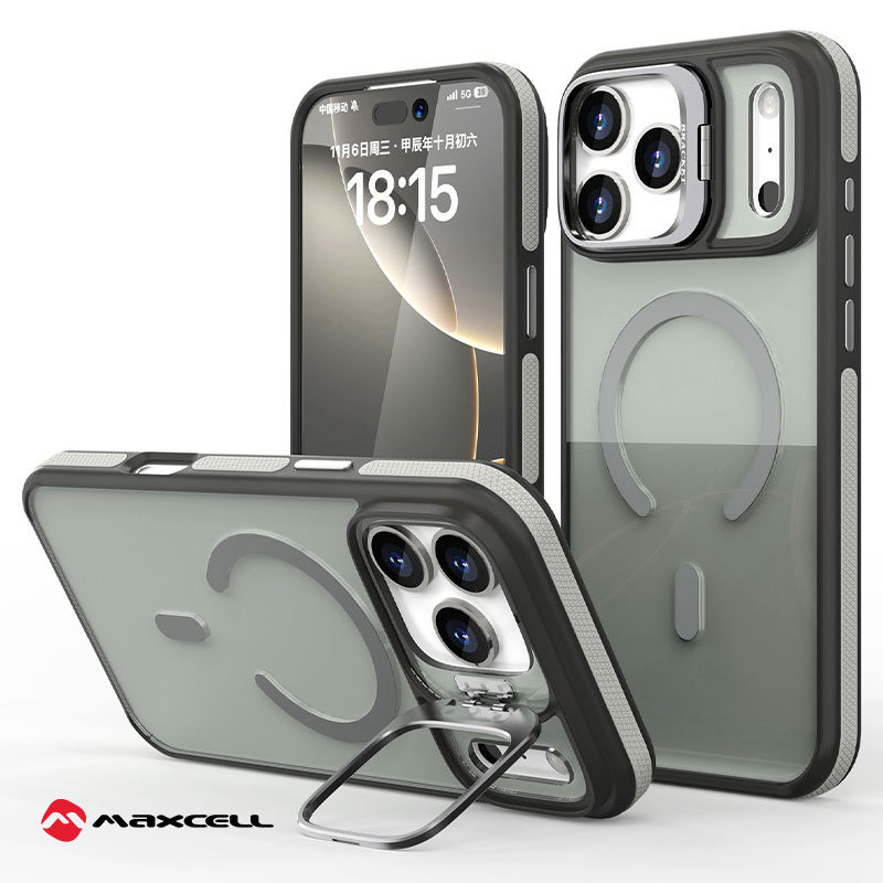 Husa KickStand » iPhone 17, Heavy Grip, MagCase, CamBracket, Titanium GRAY