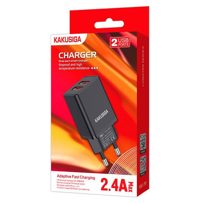 Kaku (KSC-787) - Incarcator Retea, 18W, 2.4A, 2xUSB-A, QC 3.0, Black