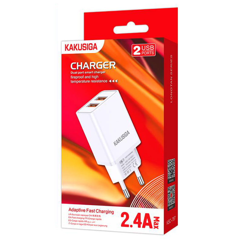 Kaku (KSC-787) - Incarcator Retea, 18W, 2.4A, 2xUSB-A, QC 3.0, White