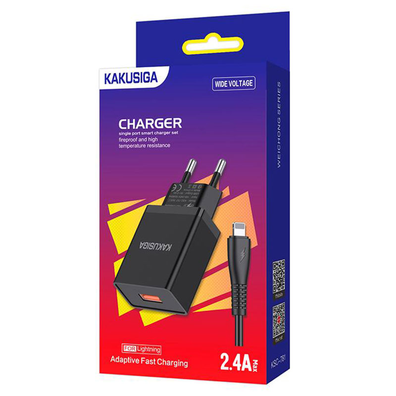 Kaku (KSC-781) - Incarcator Retea + Cablu Lightning, 18W, 2.4A, 1xUSB-A, QC 3.0, Black