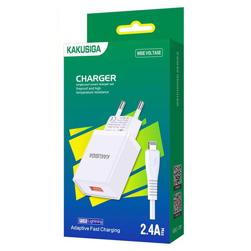 Kaku (KSC-781) - Incarcator Retea + Cablu Lightning, 18W, 2.4A, 1xUSB-A, QC 3.0, White
