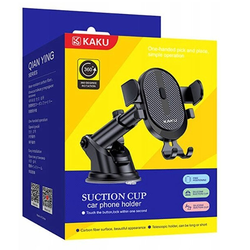 Kaku (KSC-468) - Suport Auto, cu cleme laterale, montaj Bord, MultiAngle, brat ajustabil, Black