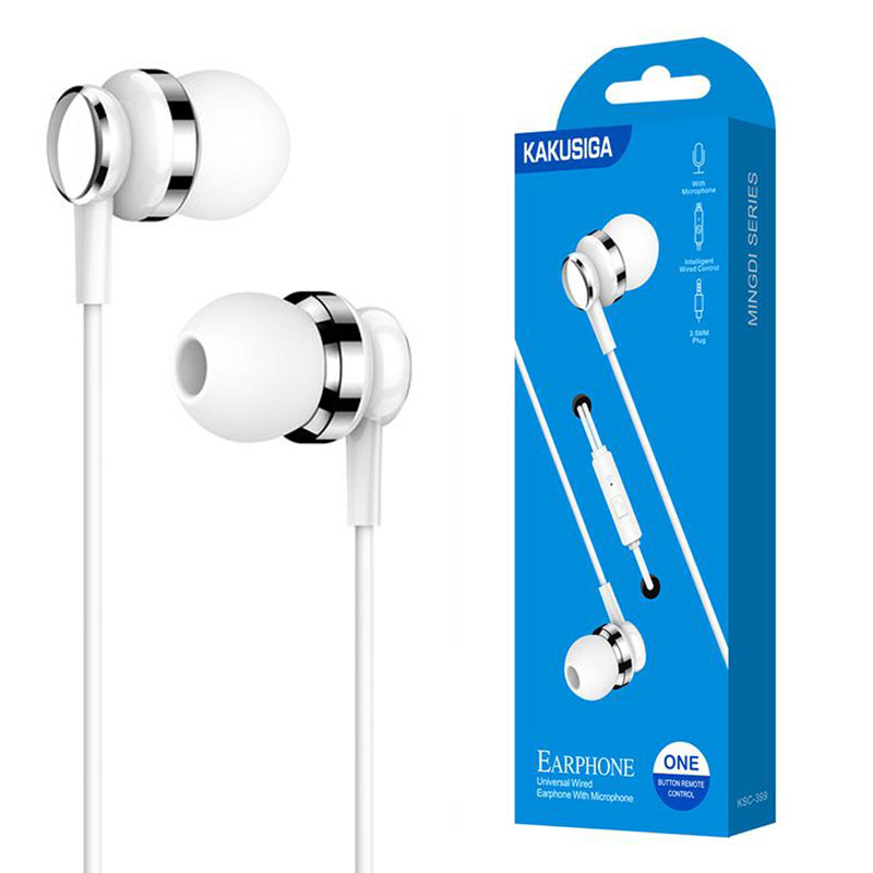 Kaku (KSC-399) - Casti cu Fir, In Ear, 3.5mm, 1.2m, Mic & Volume Key, HiFi, White