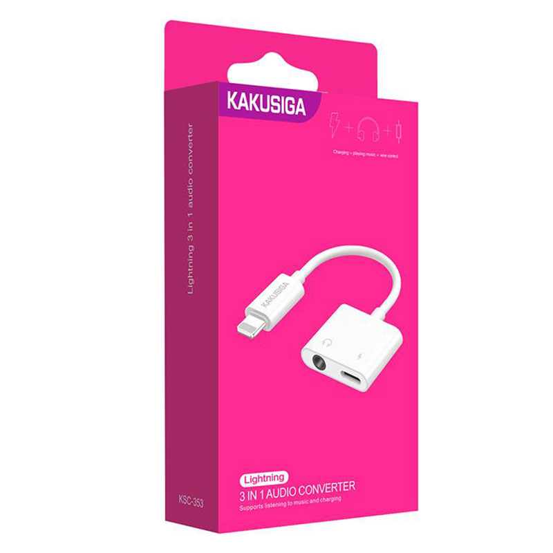 Kaku (KSC-353) - Cablu Audio / Incarcare, Lightning la Jack 3.5mm (F) - 12cm, White