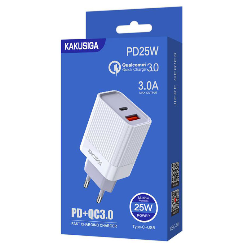 Kaku (KSC-501) - Incarcator Retea, 20W, 1xUSB-C, 1xUSB-A, PD, QC 3.0, White