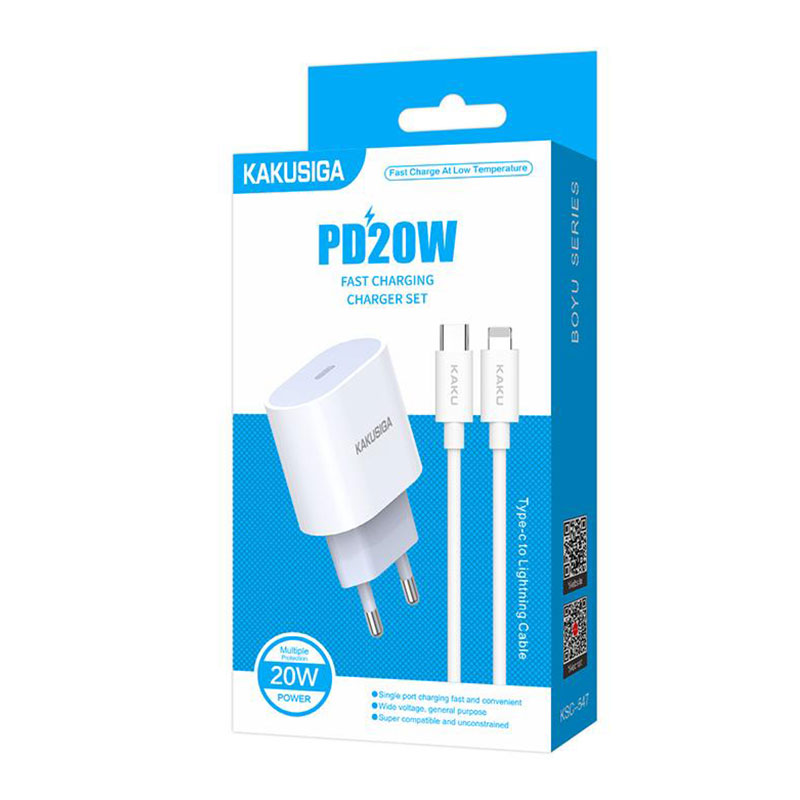 Kaku (KSC-547) - Incarcator Retea + Cablu Lightning, 20W, 1xUSB-C, PD, White