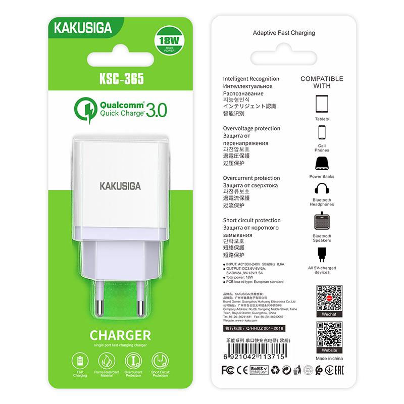 Kaku (KSC-365) - Incarcator Retea, 18W, 1xUSB-A, QC 3.0, White
