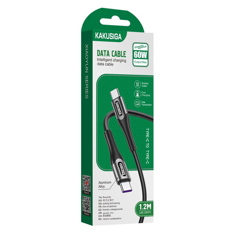 Kaku (KSC-724) - Cablu Date si Incarcare, USB-C, PD60W, QC3.0, 3A, 1.2m, Black
