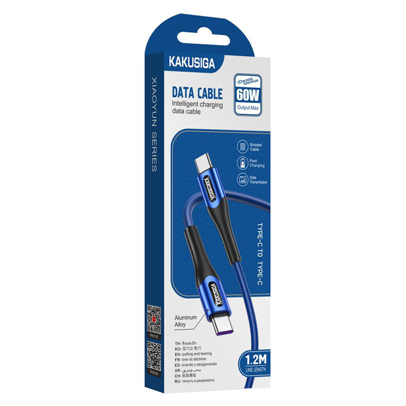Kaku (KSC-724) - Cablu Date si Incarcare, USB-C, PD60W, QC3.0, 3A, 1.2m | Blue