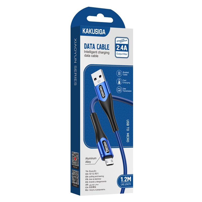 Kaku (KSC-724) - Cablu Date si Incarcare, USB-A la MicroUSB, 18W, 2.4A, 1.2m | Blue