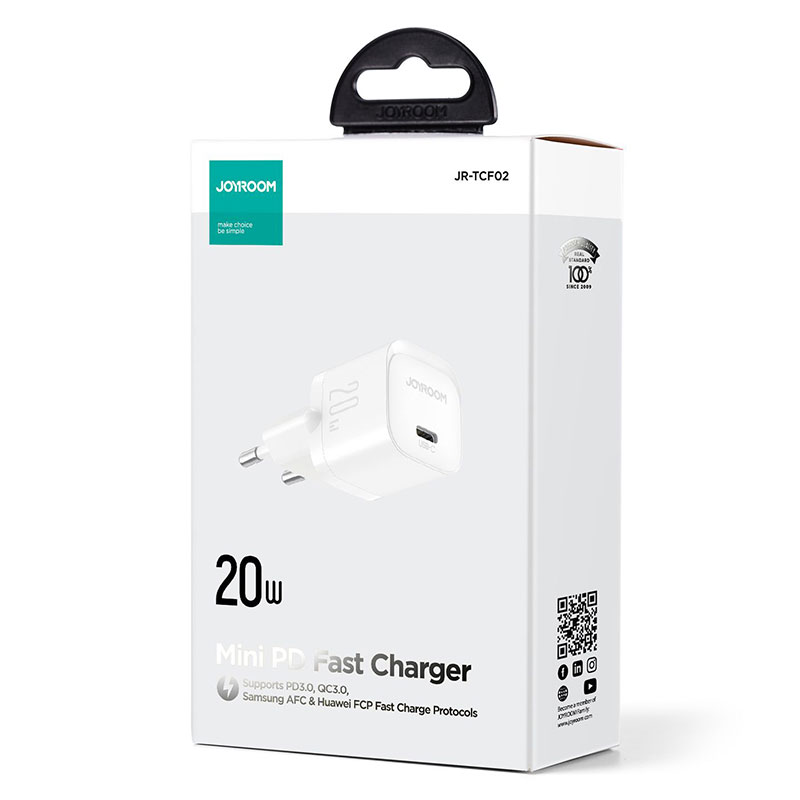 Joyroom (JR-TCF02) - Incarcator Retea, 20W, 1xUSB-C, PD, Compact, White