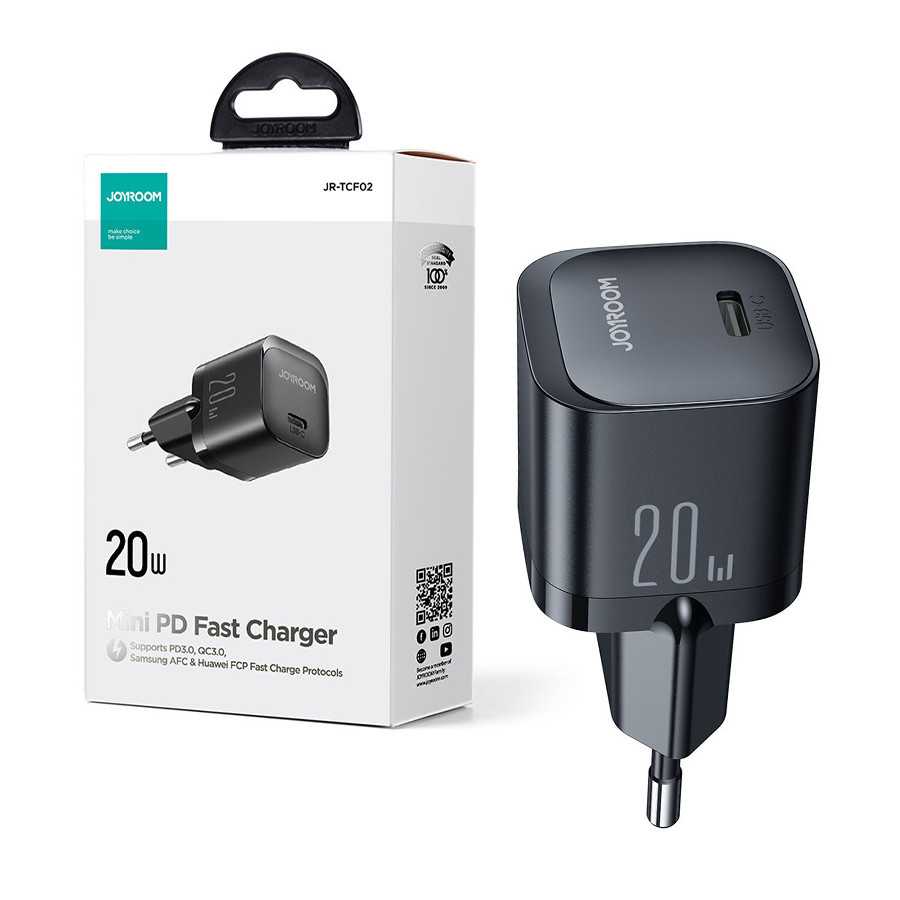Joyroom (JR-TCF02) - Incarcator Retea, 20W, 1xUSB-C, PD, Compact, Black