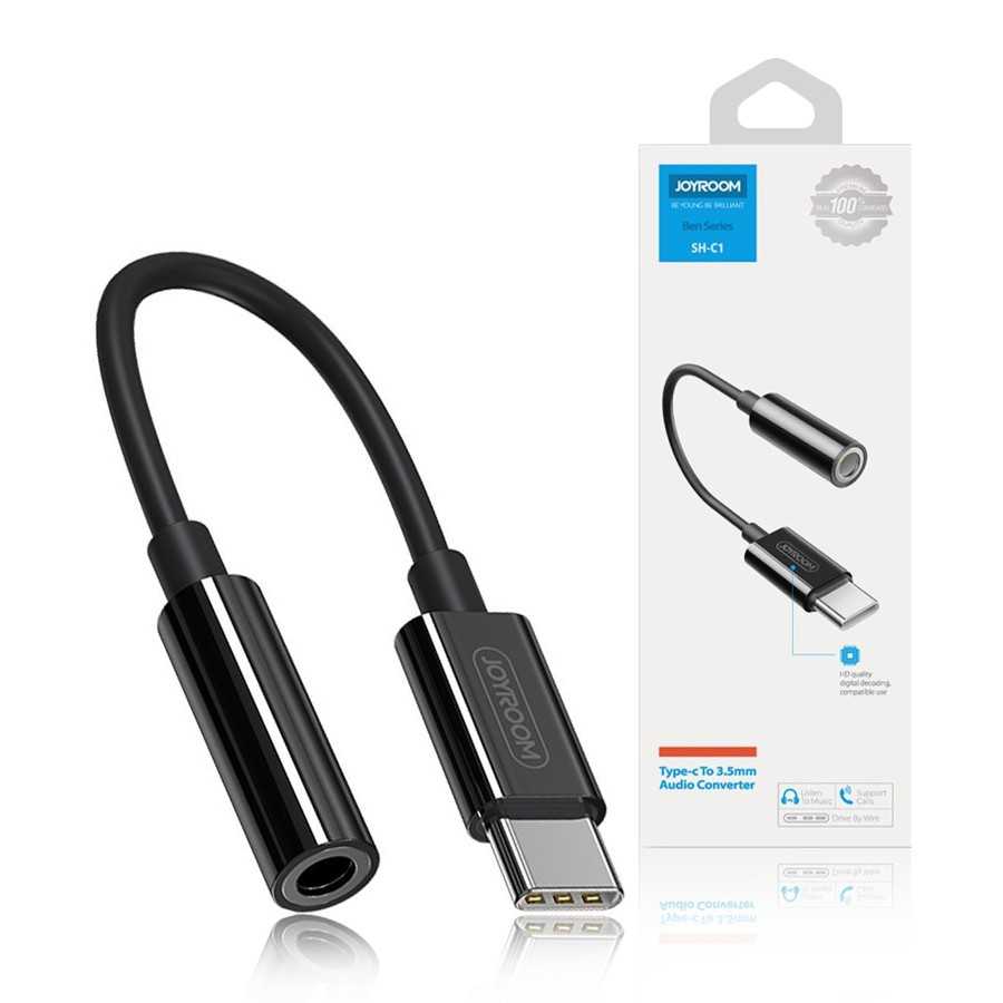Joyroom (SH-C1) - Cablu Audio, USB-C la Jack 3.5mm (F) - 12cm, Black