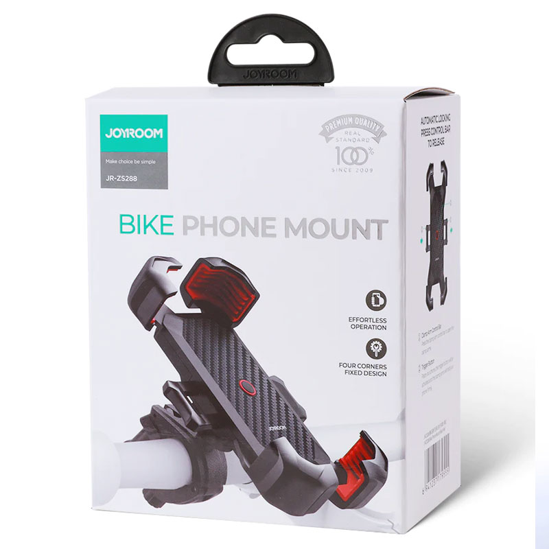 Joyroom (JR-ZS288) - Suport Moto/Bike, cu cleme laterale, fixare dubla, montaj Ghidon, MultiAngle, Secure Lock, Black