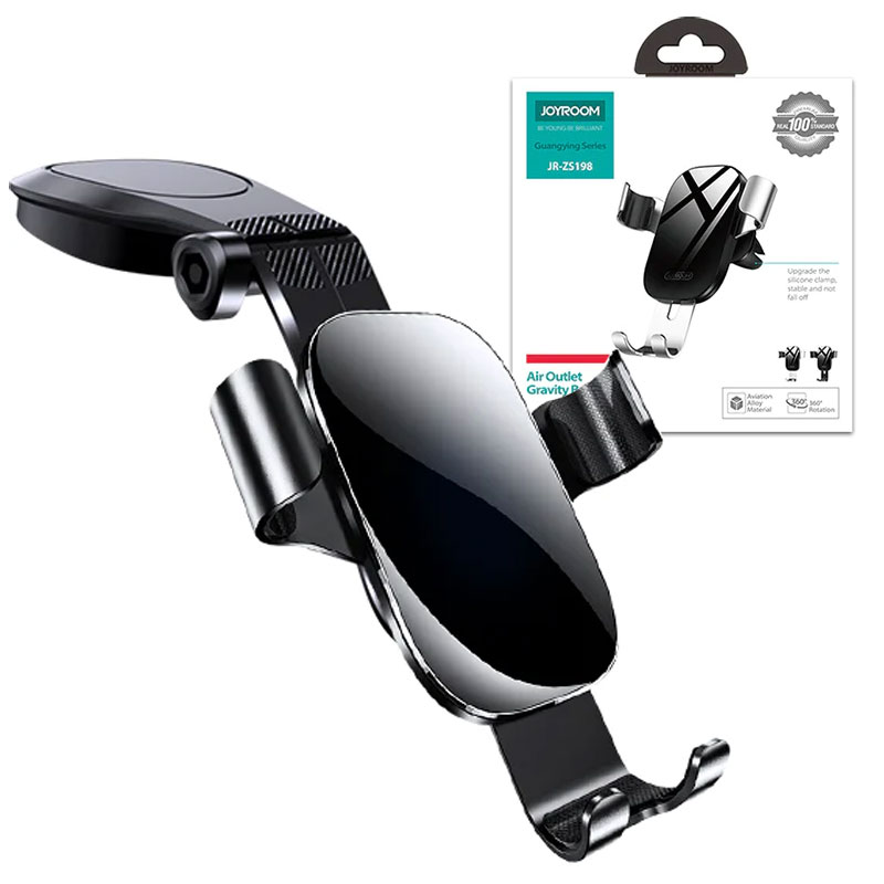 Joyroom (JR-ZS198) - Suport Auto, cu cleme laterale, montaj Bord, MultiAngle, brat ajustabil, Black
