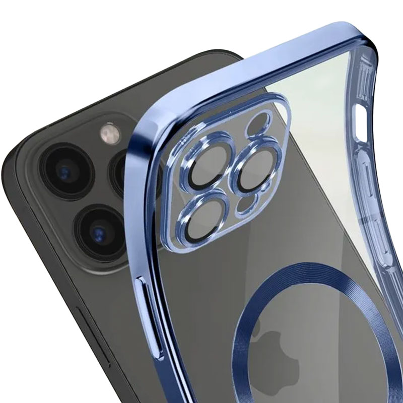 Husa Plating - iPhone 11 Pro - silicon cu MagSafe, Slim, Clear | Blue