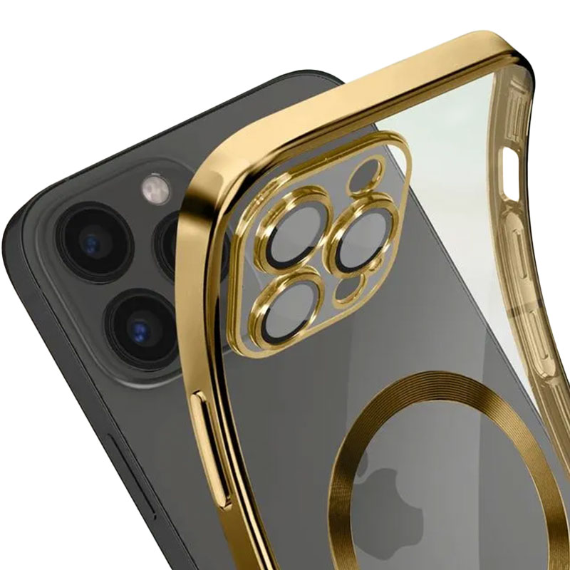Husa Plating - iPhone 12 Pro - silicon cu MagSafe, Slim, Clear, Gold