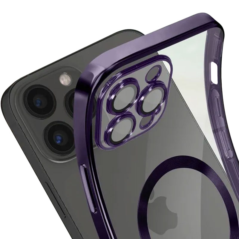 Husa Plating - iPhone 12 Pro - silicon cu MagSafe, Slim, Clear, Purple