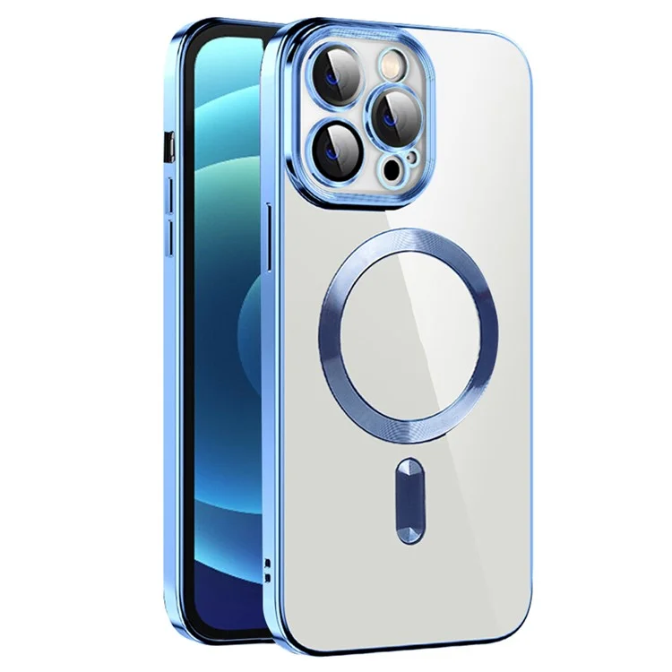 Husa Plating - iPhone 12 Pro Max - silicon cu MagSafe, Slim, Clear | Blue
