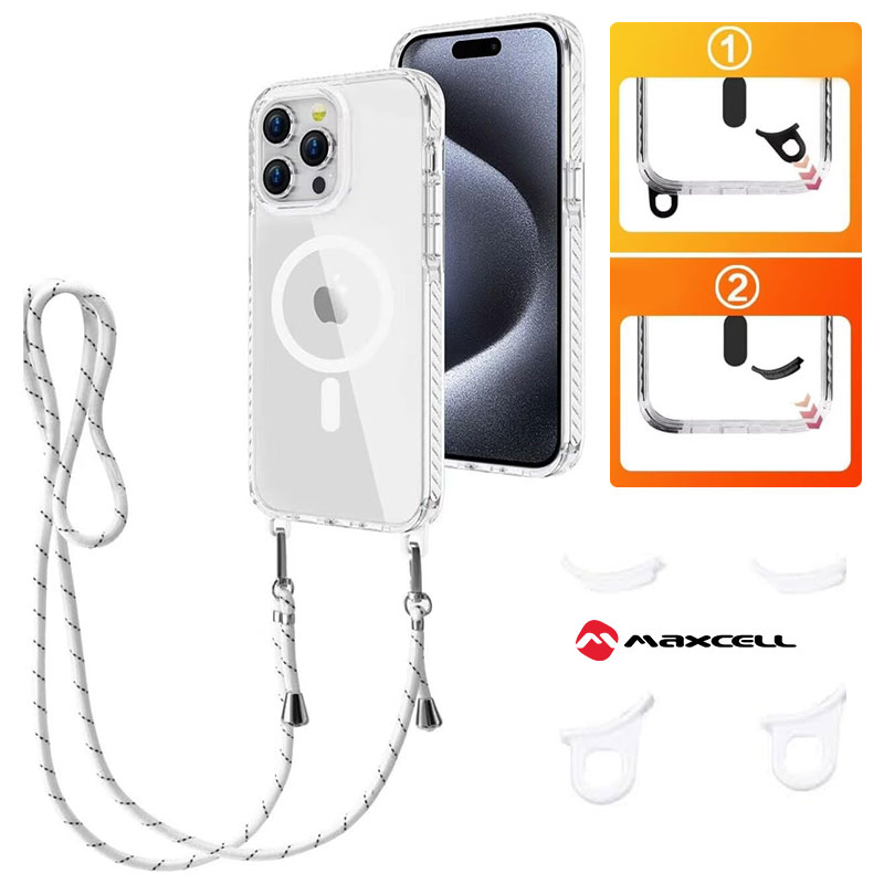 Husa MagFrame » iPhone 16 Plus, AntiDrop 2in1, Snur Detasabil, CLEAR / WHITE frame
