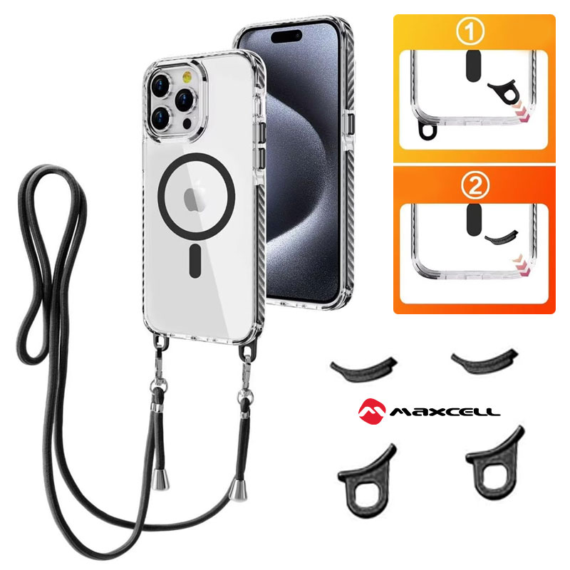 Husa MagFrame » Samsung S25 Plus (S936), AntiDrop 2in1, Snur Detasabil, CLEAR / BLACK frame