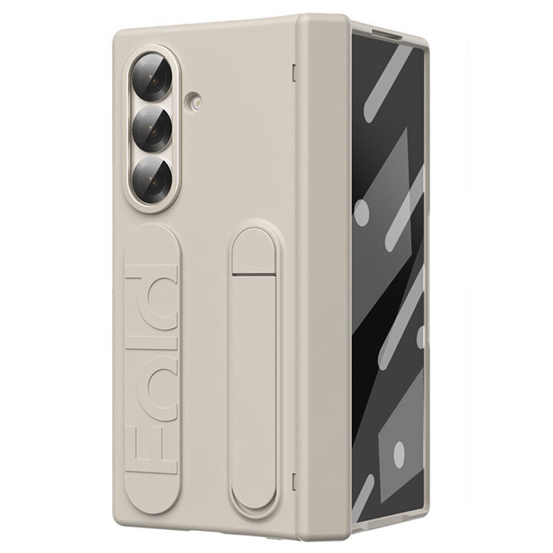 Husa Kickstand - Samsung Z Fold7 (F966) - Hard PC, Wristband si suport Stand, BEIGE