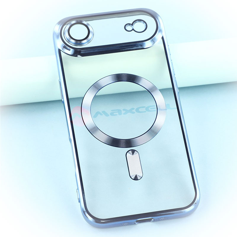 Husa Plating » iPhone 17 Air, MagCase, TPU Clear, frame BLUE