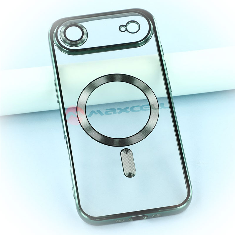 Husa Plating » iPhone 17 Air, MagCase, TPU Clear, frame GREEN