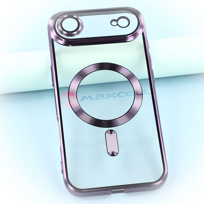Husa Plating » iPhone 17 Air, MagCase, TPU Clear, frame PURPLE